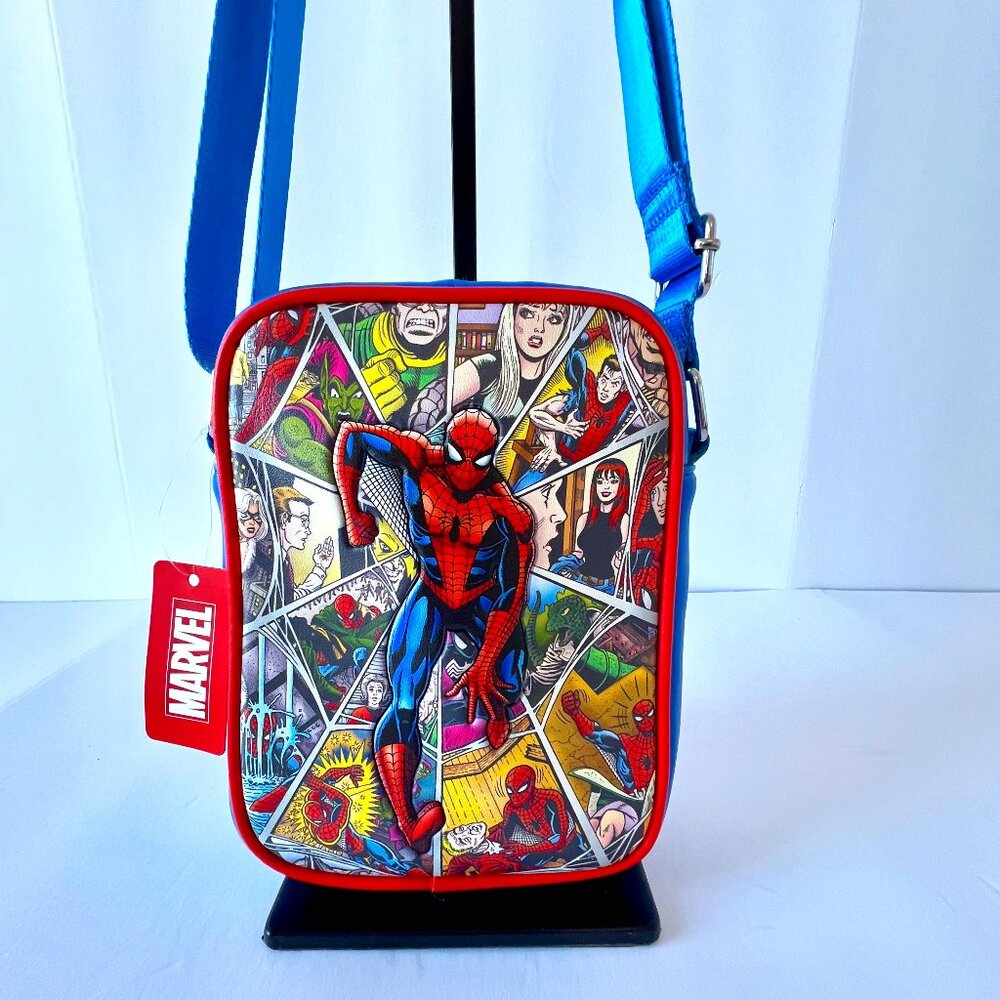 New Buckle-Down Marvel Crossbody Bag Spider Man Beyond Amazing Character Collage